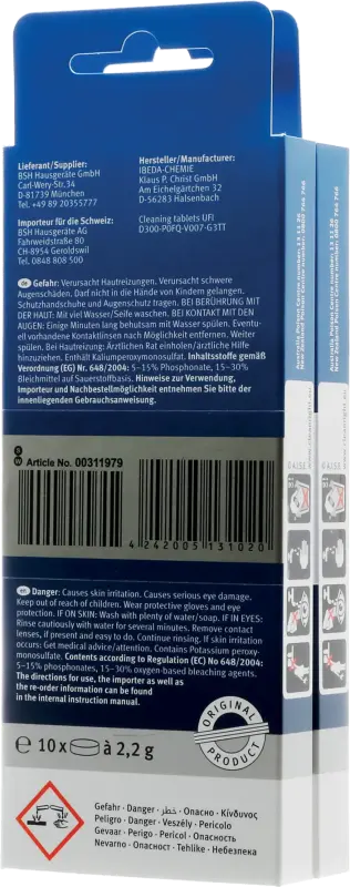 Coffee & Espresso Machine Cleaning Tablets (20 Tablets) 00312503