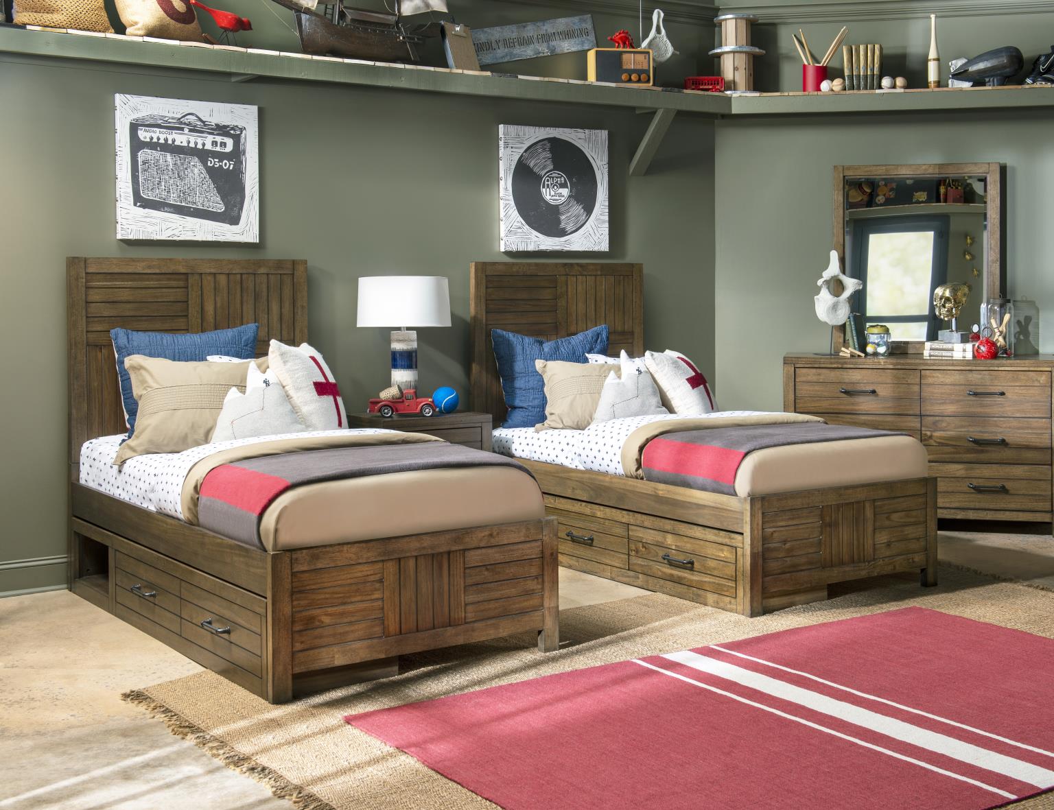 0832 Summer Camp LK Complete Panel Bed, Twin 3/3 Brown Finish 08324103K
