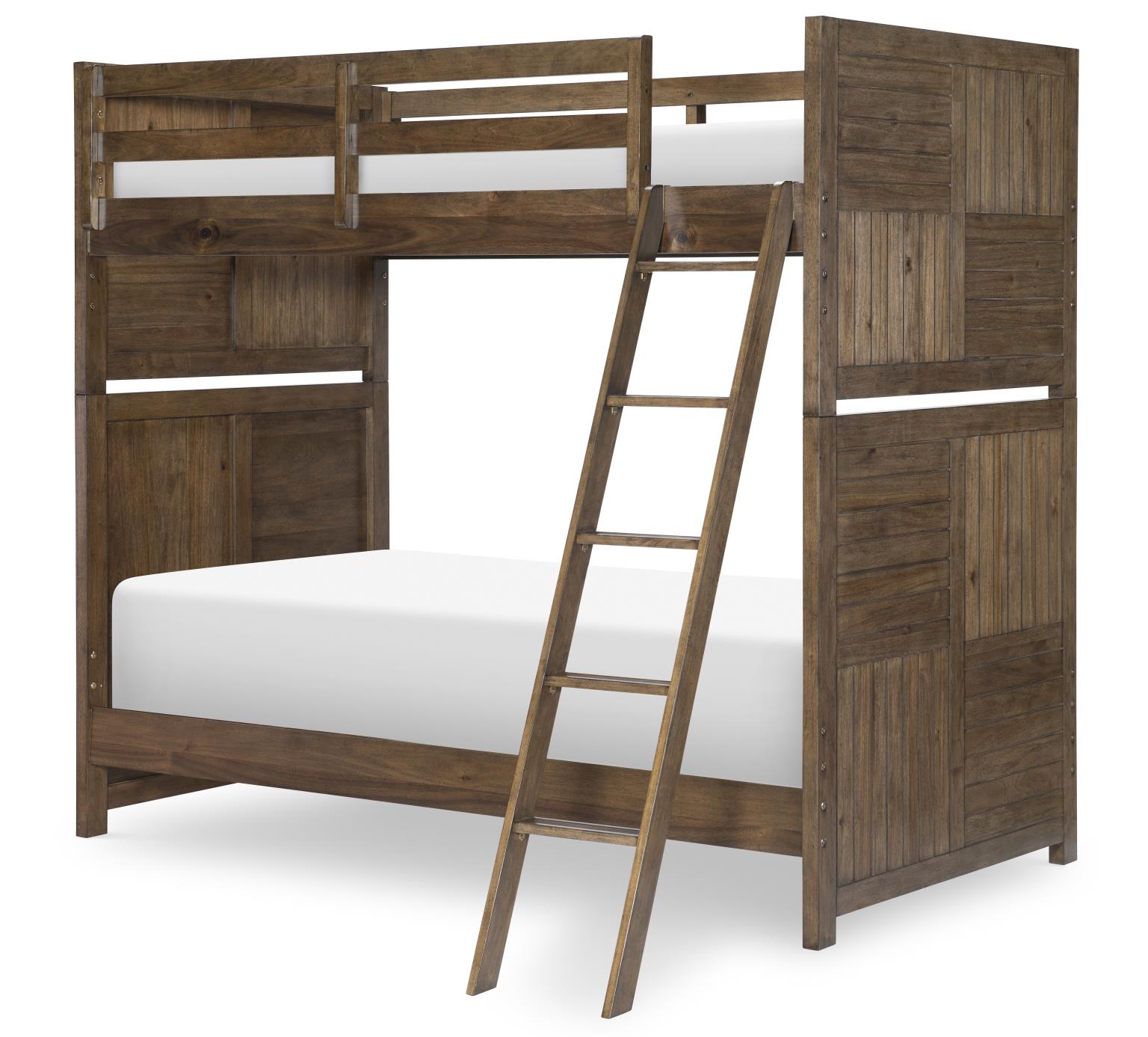 0832 Summer Camp LK Complete Twin Over Twin Bunk Bed Brown Finish 08328110K