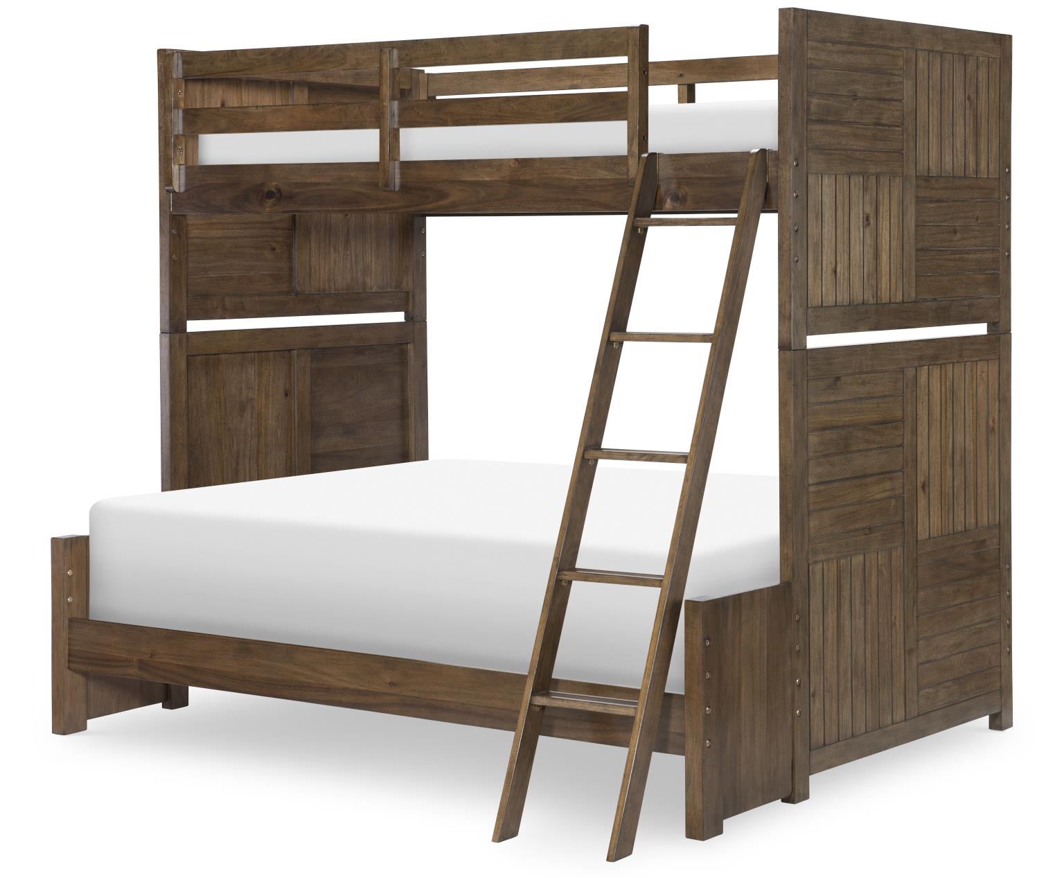 0832 Summer Camp LK Complete Twin Over Full Bunk Set Brown Finish 08328140K