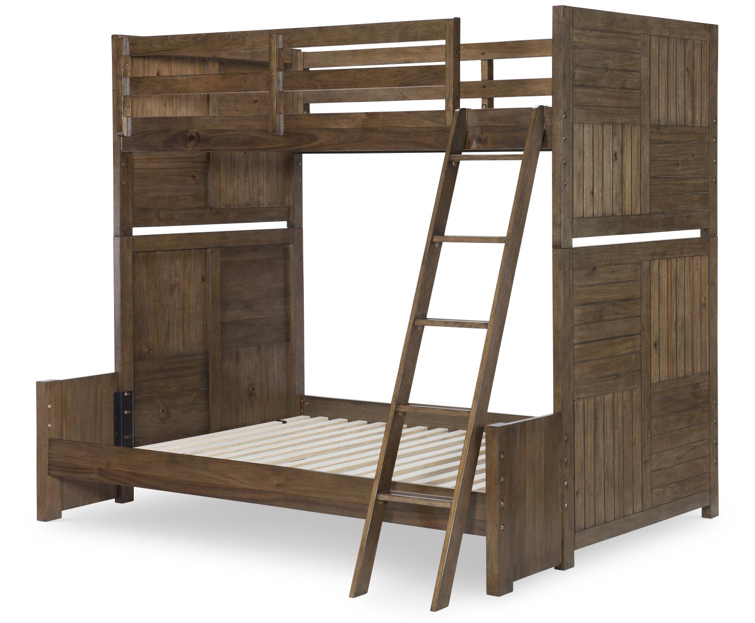 0832 Summer Camp LK Complete Twin Over Full Bunk Set Brown Finish 08328140K