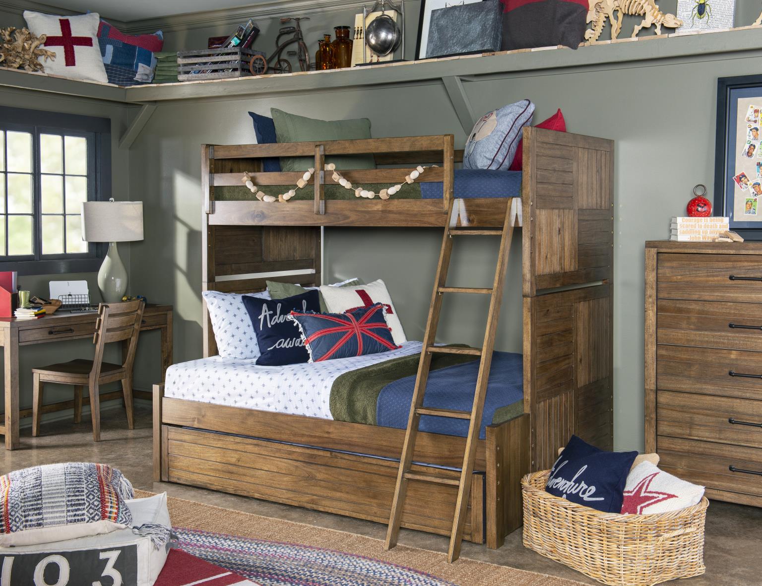 0832 Summer Camp LK Trundle Storage Drawer Brown Finish 08329500V