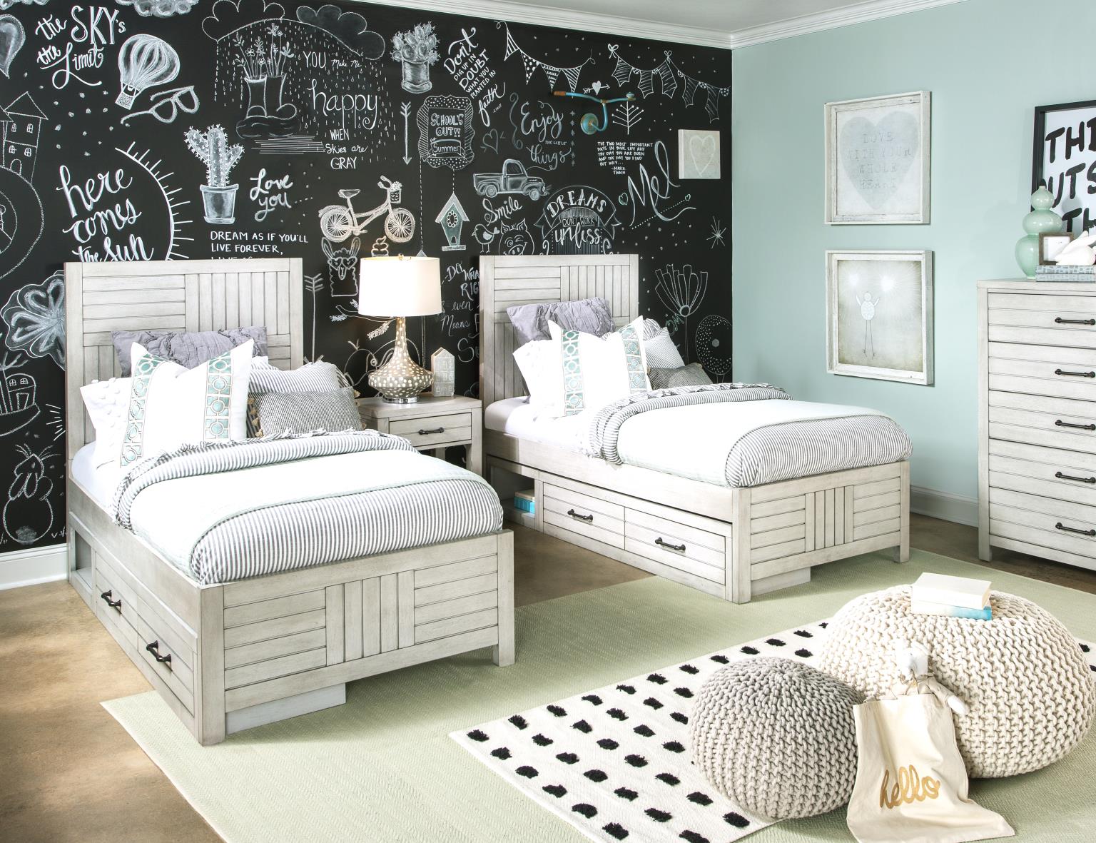 0833 Summer Camp LK Complete Panel Bed, Twin 3/3 Stone Path Gray Finish 08334103K