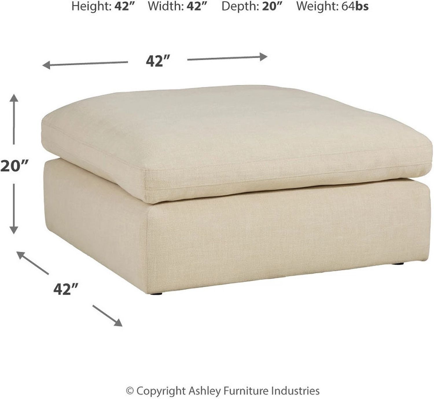 Elyza Oversized Accent Ottoman In Linen 1000608