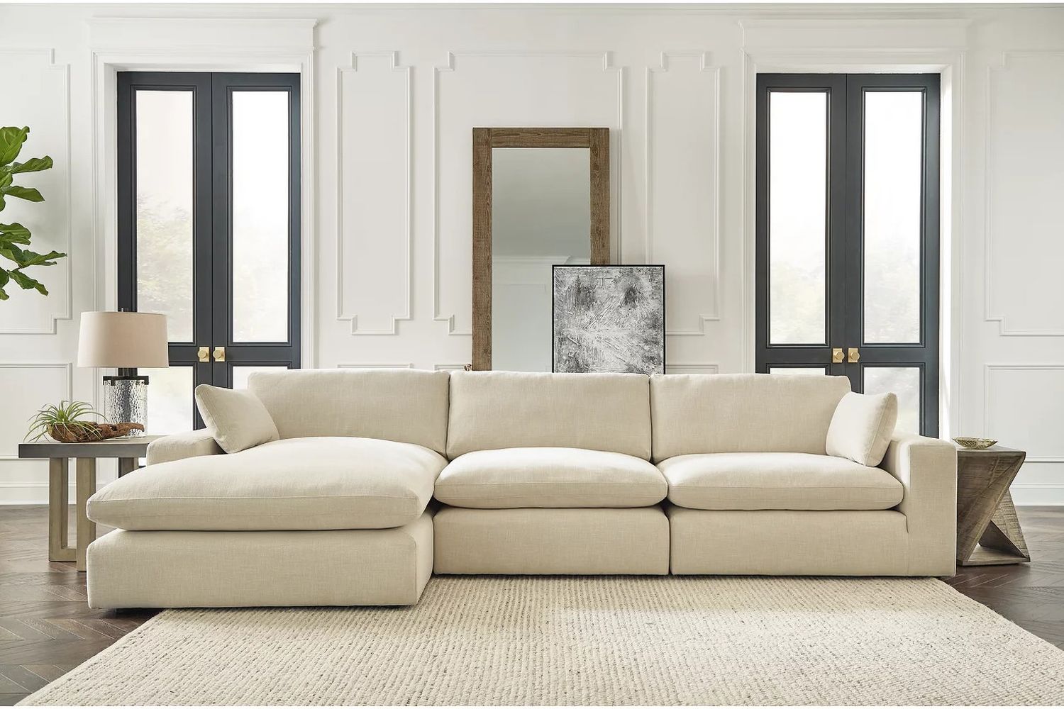 Elyza 3-Piece LAF Sectional With Chaise In Linen 10006S3