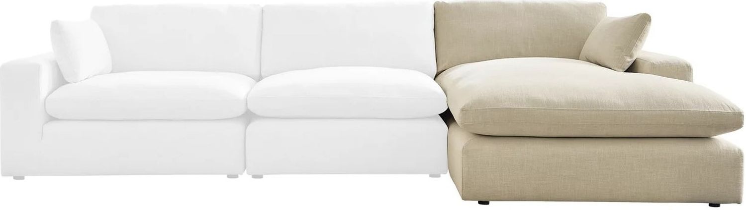 Elyza 3-Piece RAF Sectional With Chaise In Linen 10006S4