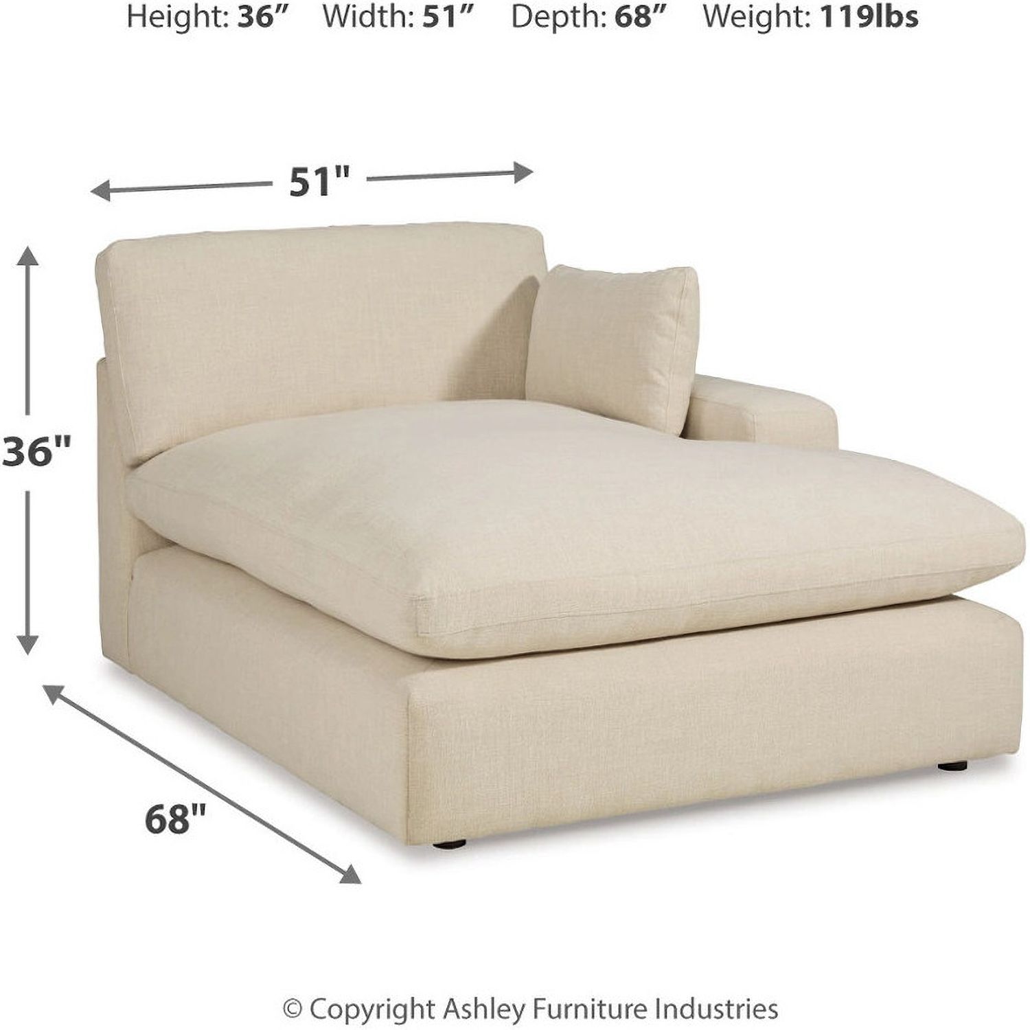 Elyza 3-Piece RAF Sectional With Chaise In Linen 10006S4