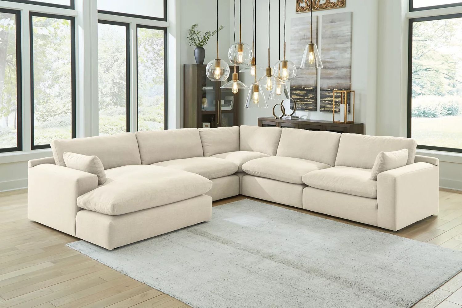 Elyza 5-Piece LAF Sectional With Chaise In Linen 10006S6
