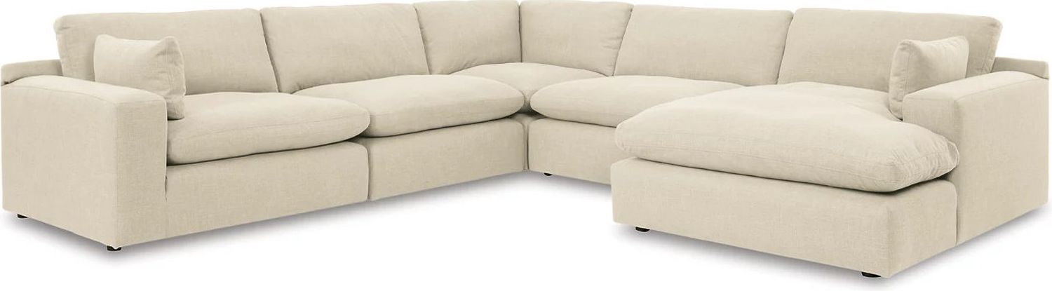 Elyza 5-Piece RAF Sectional With Chaise In Linen 10006S7