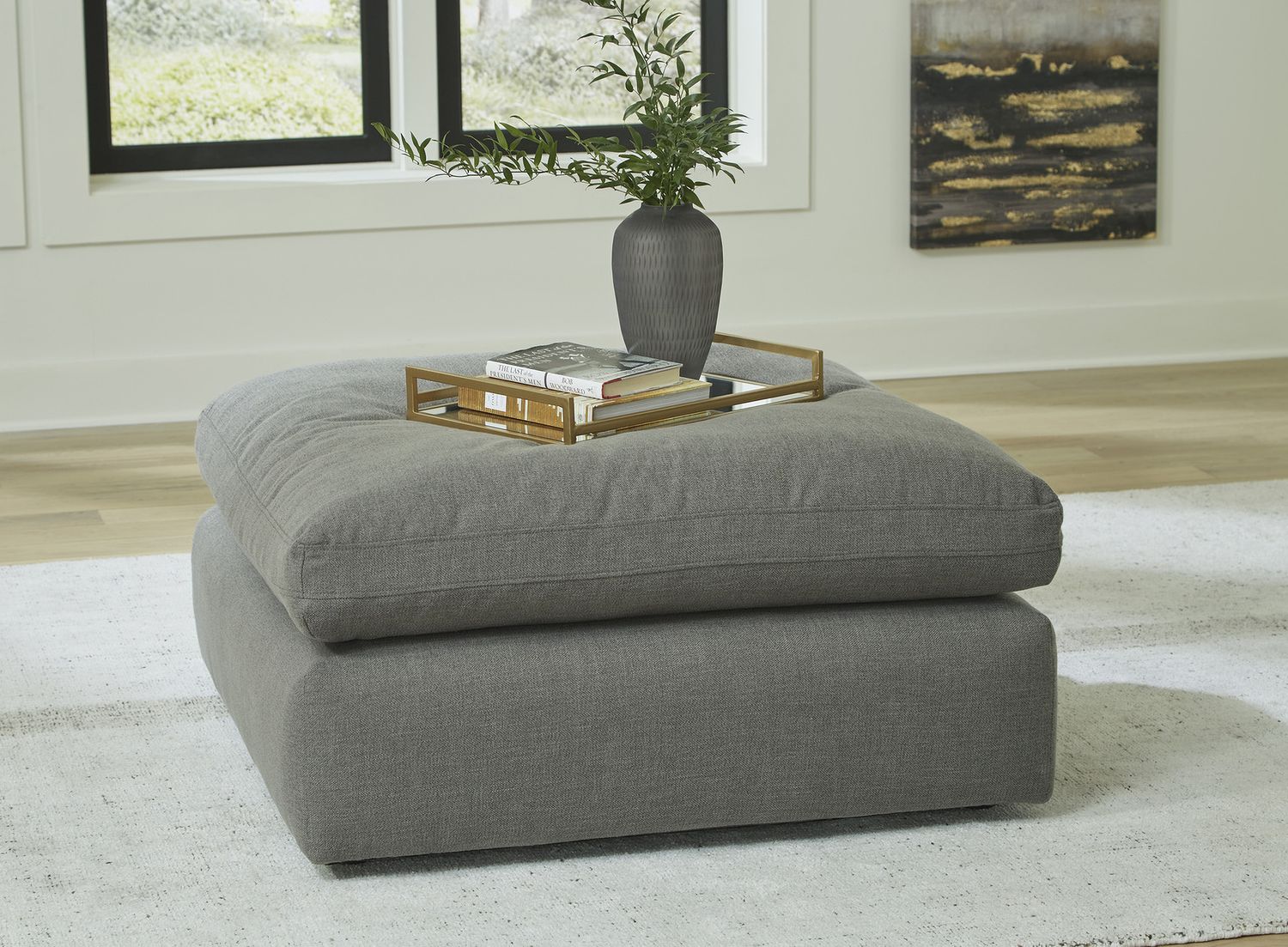 Elyza Oversized Accent Ottoman In Smoke 1000708