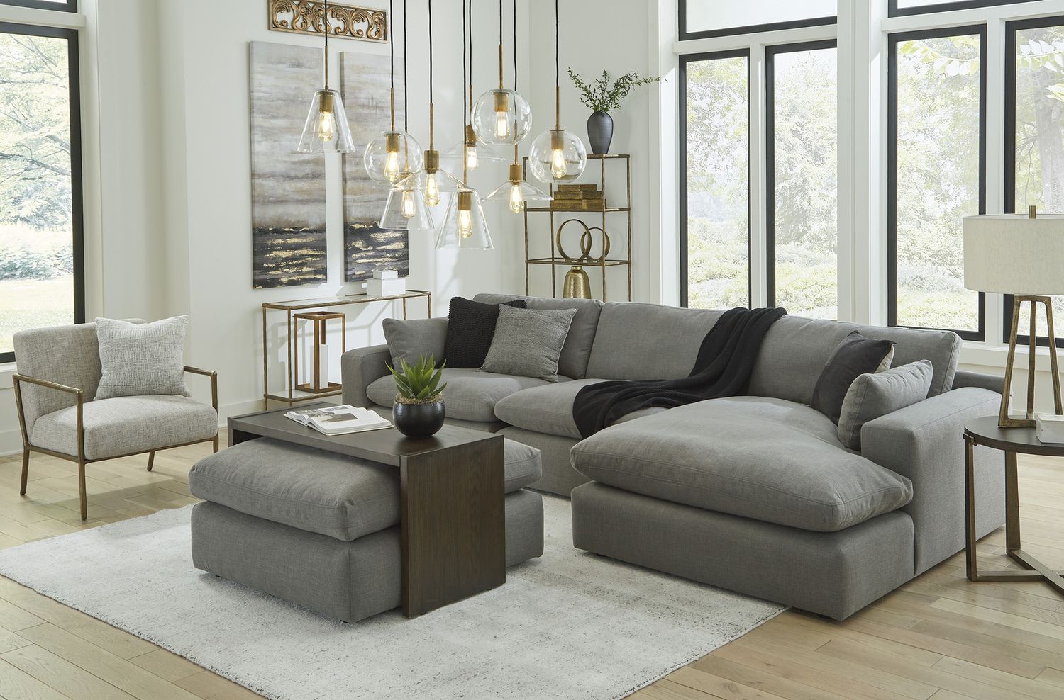Elyza Oversized Accent Ottoman In Smoke 1000708
