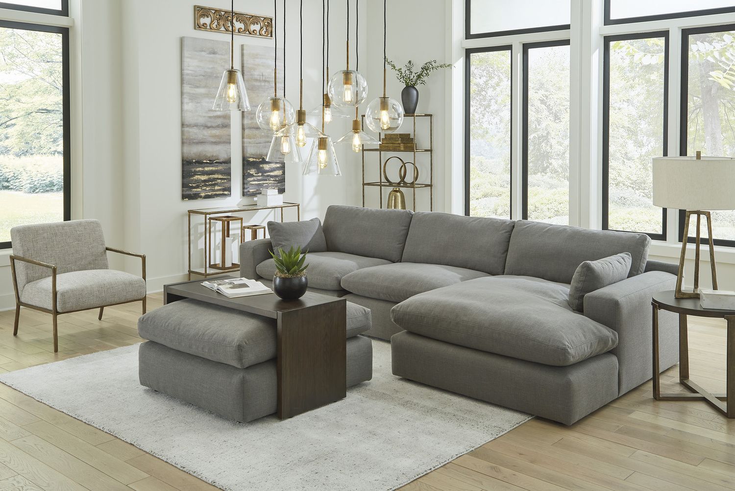 Elyza Oversized Accent Ottoman In Smoke 1000708