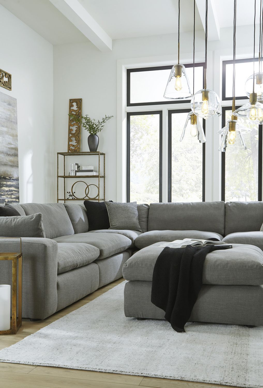 Elyza Oversized Accent Ottoman In Smoke 1000708