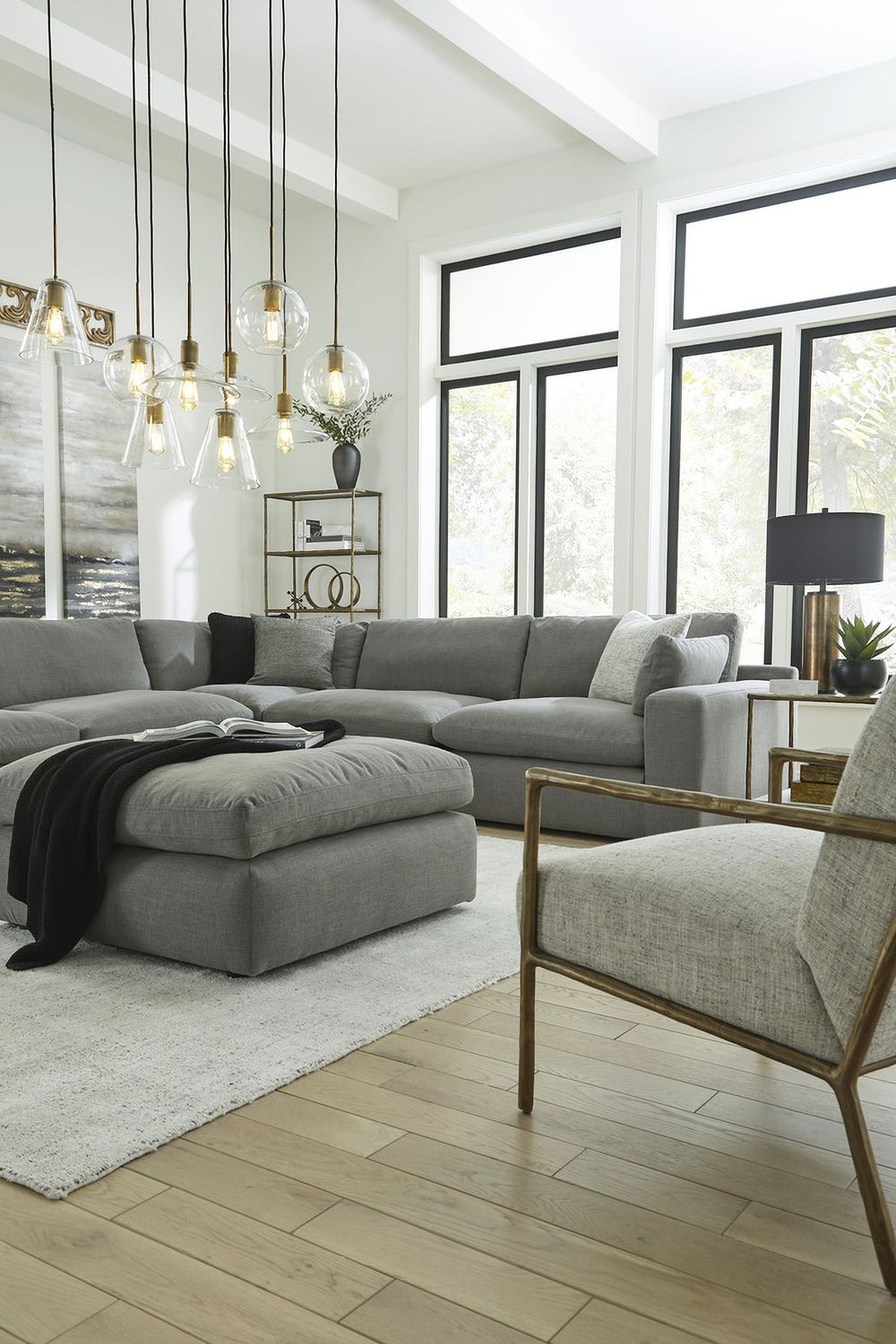 Elyza Oversized Accent Ottoman In Smoke 1000708