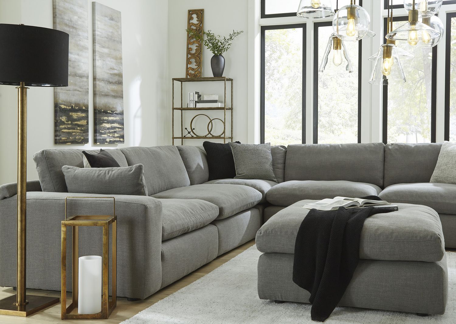 Elyza Oversized Accent Ottoman In Smoke 1000708