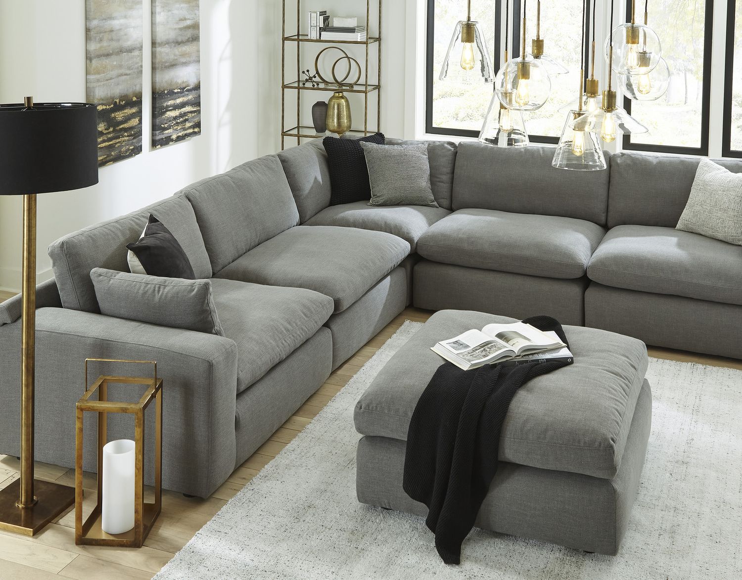 Elyza Oversized Accent Ottoman In Smoke 1000708
