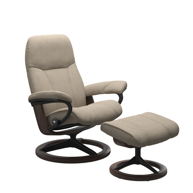 Stressless® Consul (M) Signature Base Recliner with Ottoman 1005315579814511