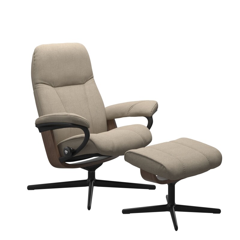 Stressless® Consul (M) Cross Base Recliner with Ottoman 1005317579814506
