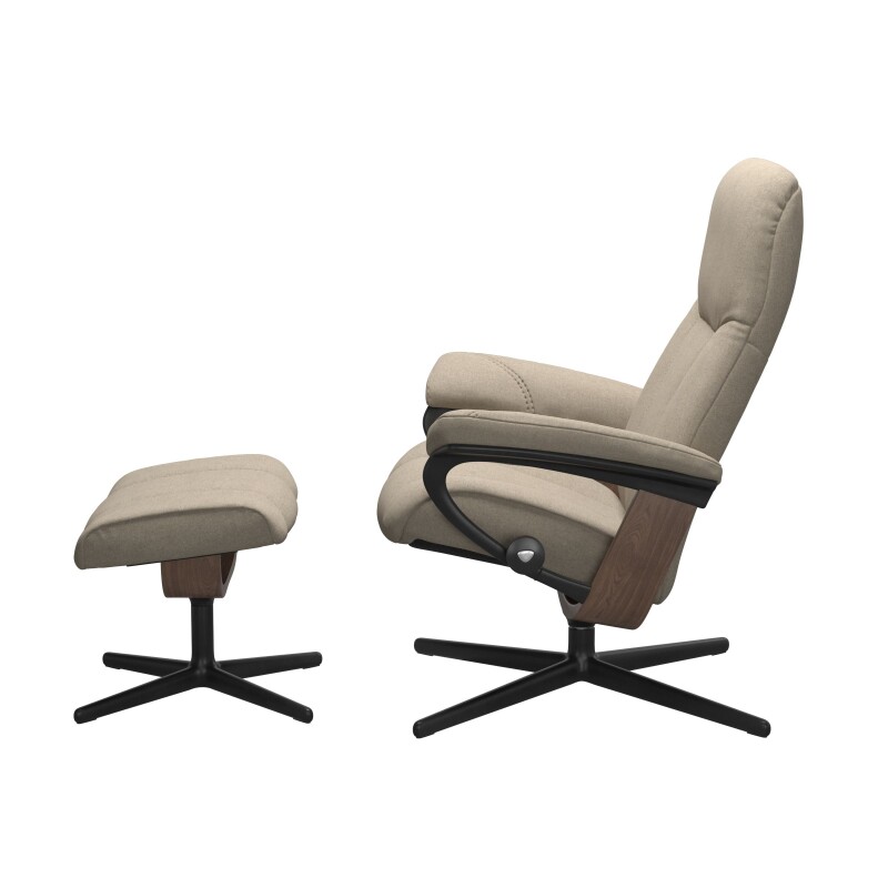 Stressless® Consul (M) Cross Base Recliner with Ottoman 1005317579814506