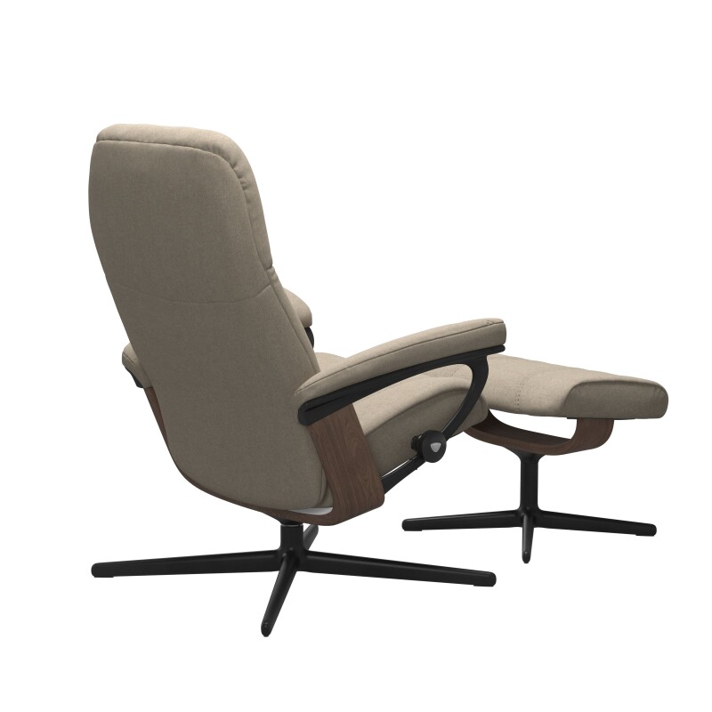 Stressless® Consul (M) Cross Base Recliner with Ottoman 1005317579814506