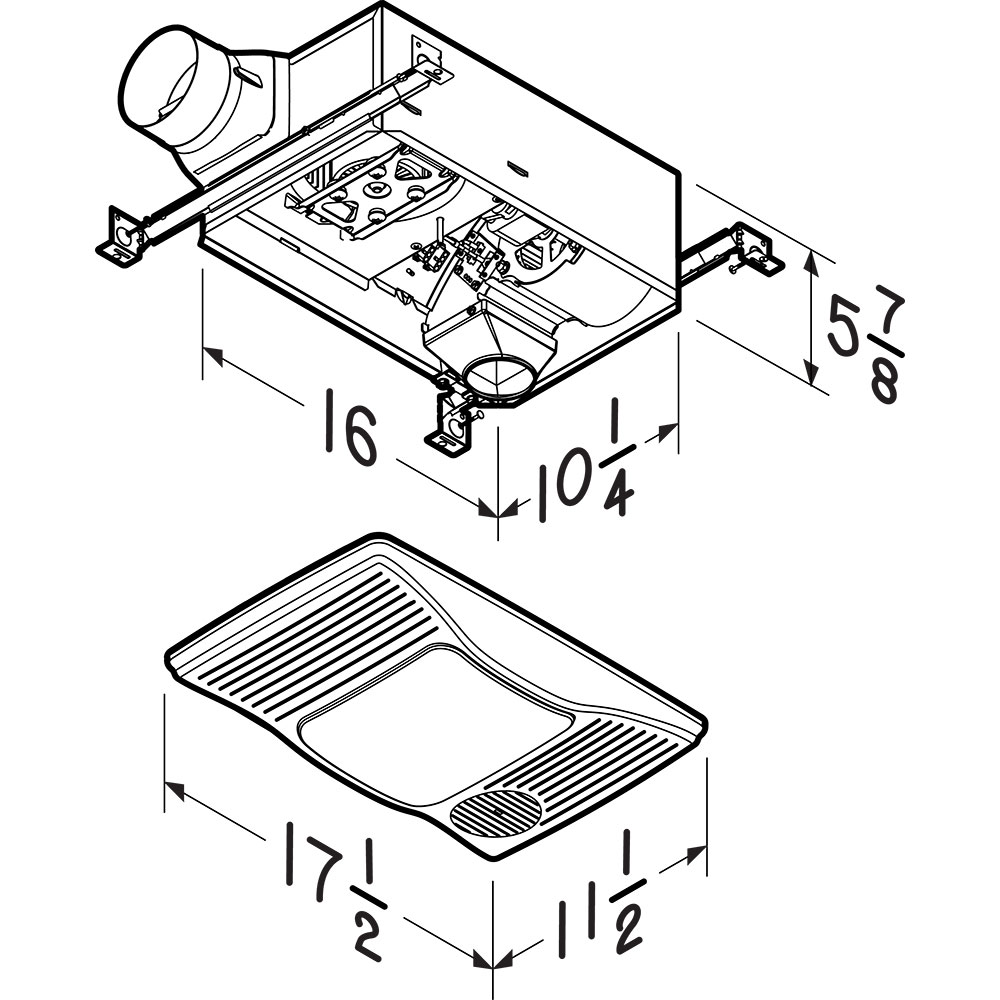 100 CFM Heater/Ventilation Fan/Light, 1500W Heater, 100W Incandescent Light, 2.0 Sones 100HL, product image 6 of 6