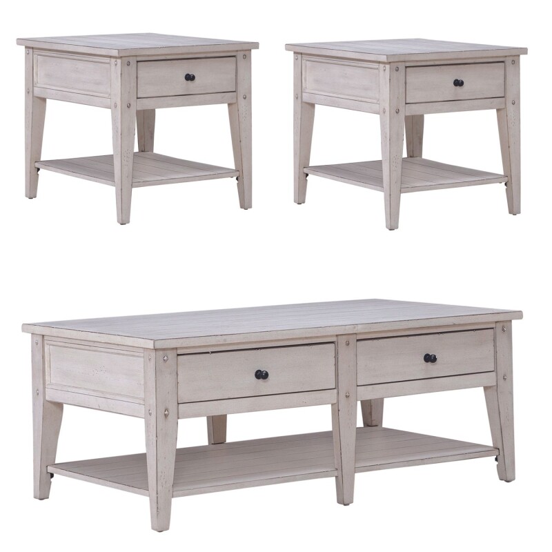 Lake House 3 Piece Set (1-Cocktail 2-End Tables) 110WOT3PCS