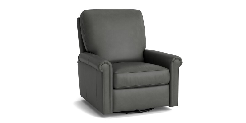 Thompson Leather Panel Arm Swivel Glider Chair 112409L53
