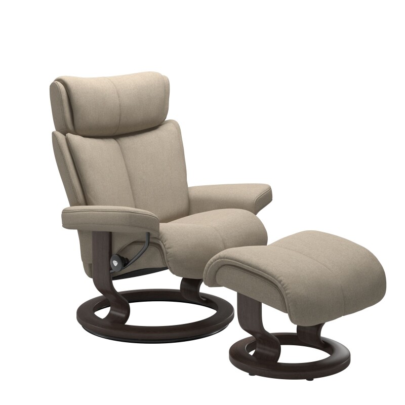 Stressless® Magic (M) Classic Base Recliner with Ottoman 11440155798111
