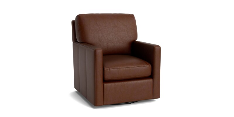 Trent Leather Thin Track Arm Swivel Chair 114405L60