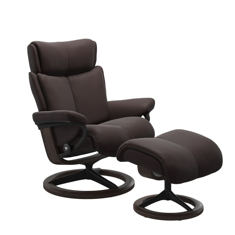 Stressless® Magic (M) Signature Base Recliner with Ottoman 1144315094344511