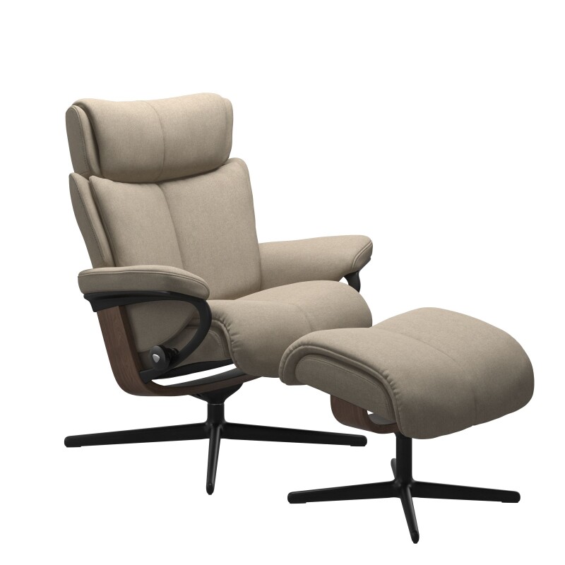 Stressless® Magic (M) Cross Base Recliner with Ottoman 1144317579814506