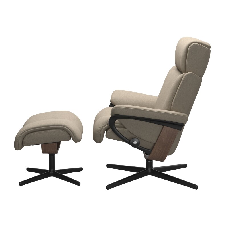 Stressless® Magic (M) Cross Base Recliner with Ottoman 1144317579814506