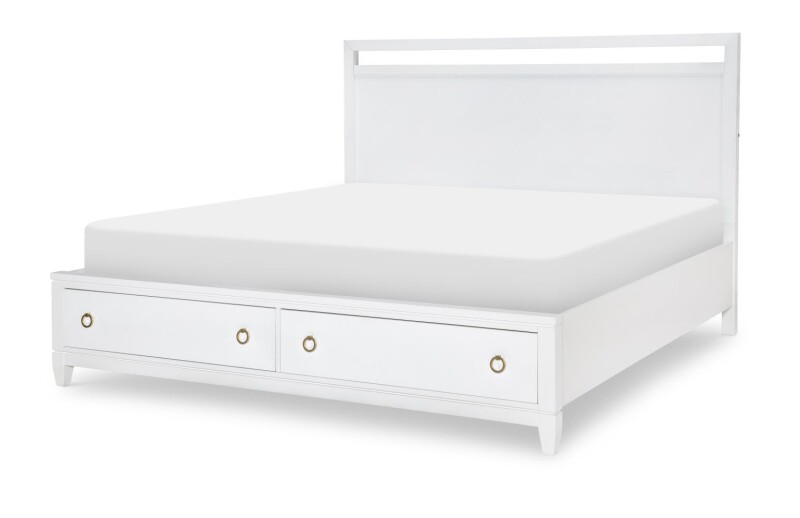 1160 Summerland BR Complete Panel Bed W Storage King 6/6 White Finish 11604136K
