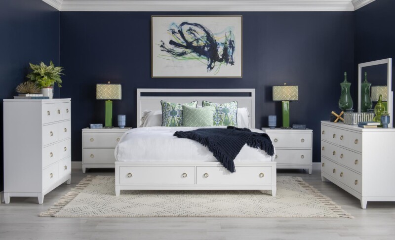 1160 Summerland BR Complete Panel Bed W Storage King 6/6 White Finish 11604136K