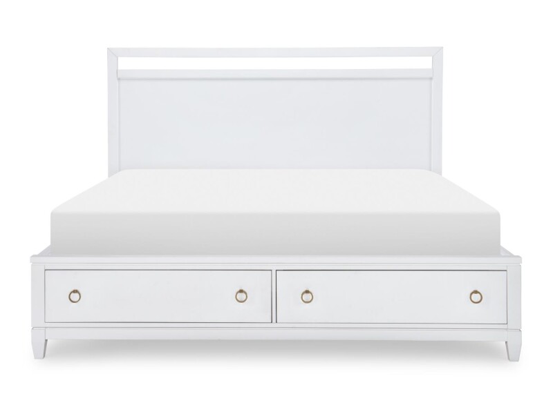 1160 Summerland BR Complete Panel Bed W Storage Ca King White Finish 6/0 11604137K