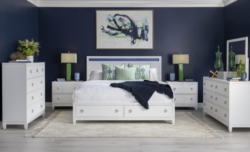 1160 Summerland BR Complete Panel Bed W Storage Ca King White Finish 6/0 11604137K