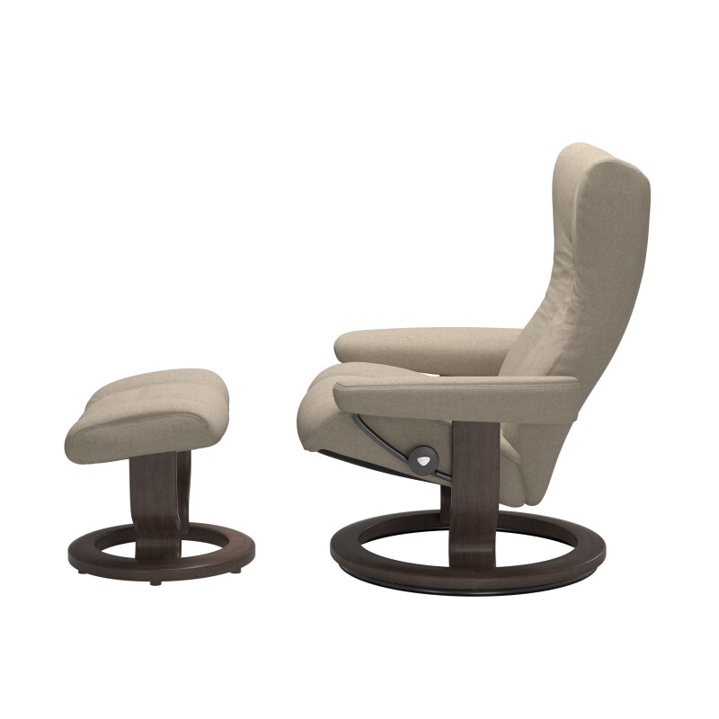 Stressless® Wing (M) Classic Base Recliner with Ottoman 11610155798111