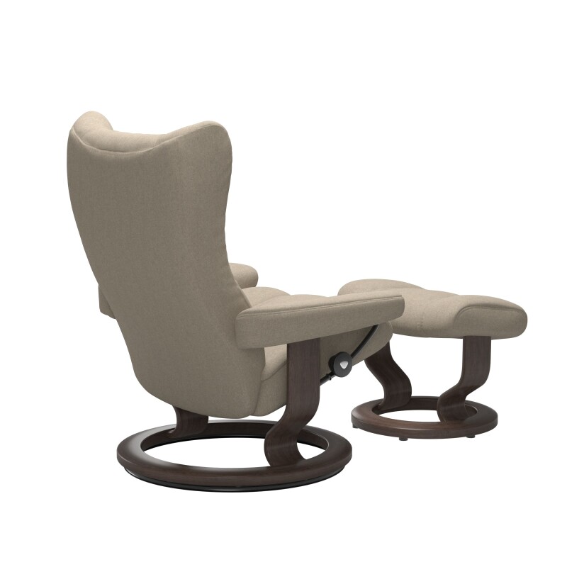 Stressless® Wing (M) Classic Base Recliner with Ottoman 11610155798111