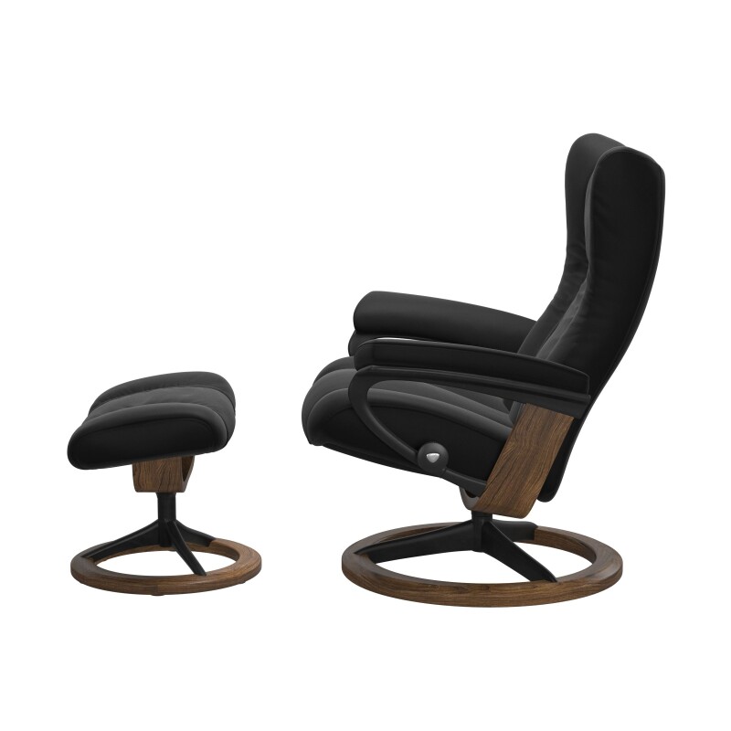 Stressless® Wing (M) Signature Base Recliner with Ottoman 1161315094194502