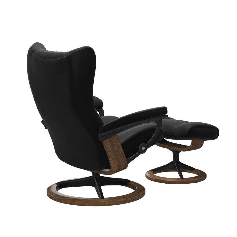 Stressless® Wing (M) Signature Base Recliner with Ottoman 1161315094194502
