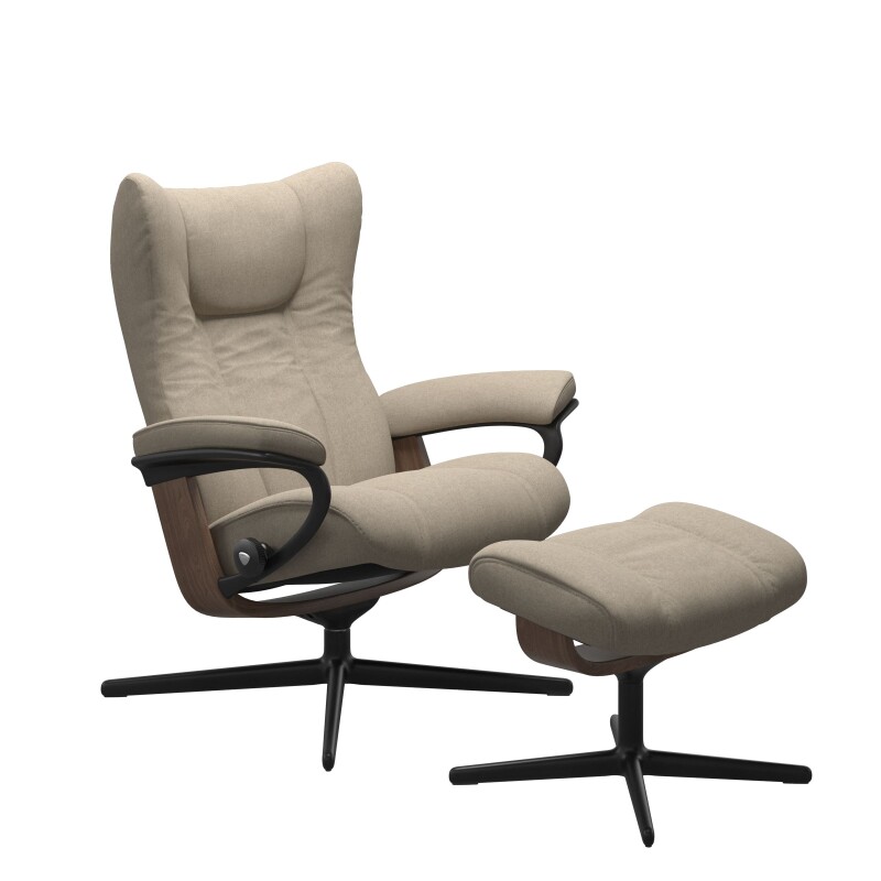 Stressless® Wing (M) Cross Base Recliner with Ottoman 1161317579814506