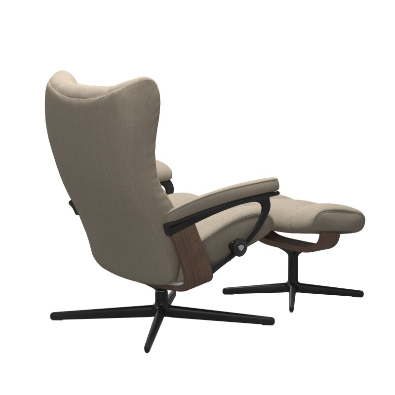 Stressless® Wing (M) Cross Base Recliner with Ottoman 1161317579814506