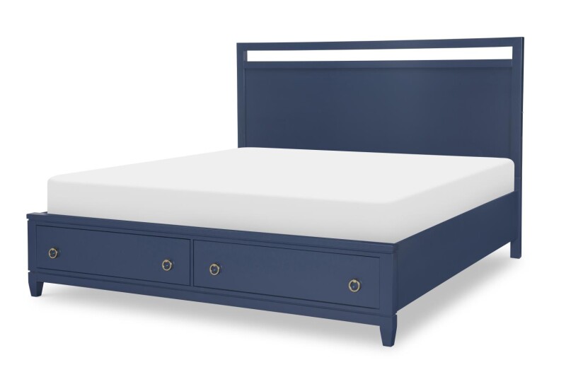 1162 Summerland BR Complete Panel Bed W Storage Queen 5/0 Blue Finish 11624135K