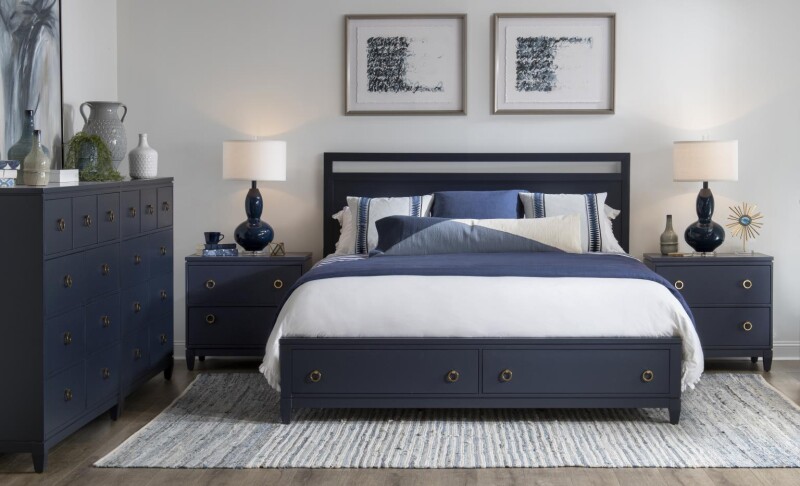 1162 Summerland BR Complete Panel Bed W Storage Ca King 6/0 Blue Finish 11624137K