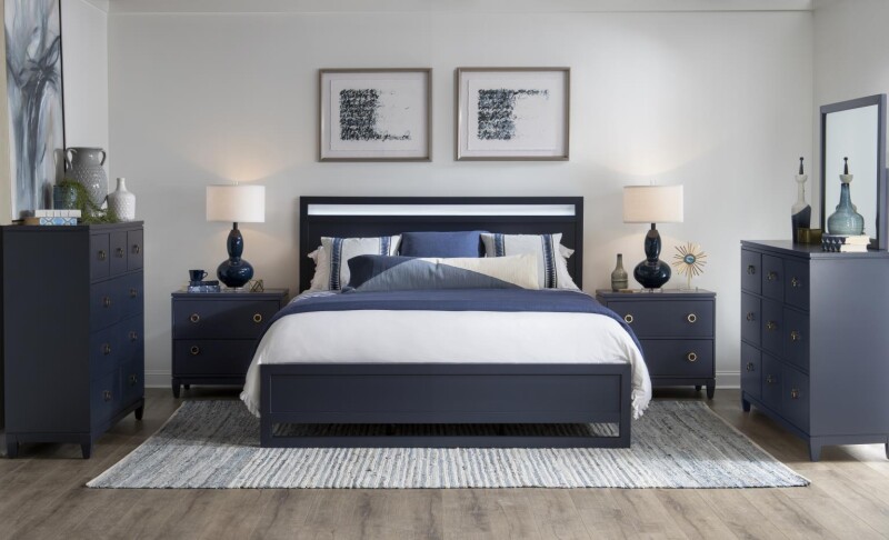 1162 Summerland BR Complete Panel Bed W Storage Ca King 6/0 Blue Finish 11624137K