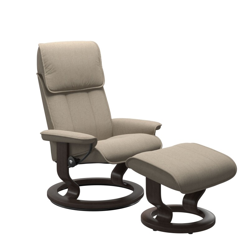Stressless® Admiral (M) Classic Base Recliner with Ottoman 11650155798111