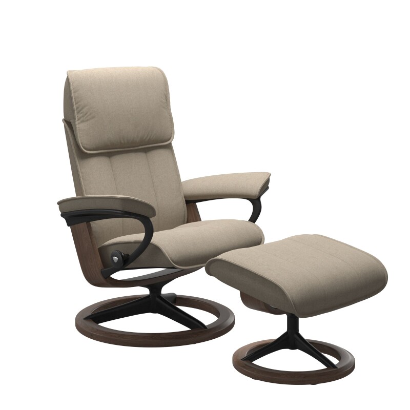 Stressless® Admiral (M) Signature Base Recliner with Ottoman 1165315579814506