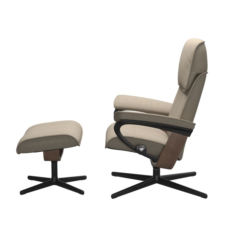 Stressless® Admiral (M) Cross Base Recliner with Ottoman 1165317579814506