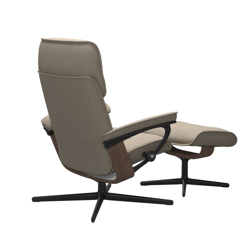 Stressless® Admiral (M) Cross Base Recliner with Ottoman 1165317579814506