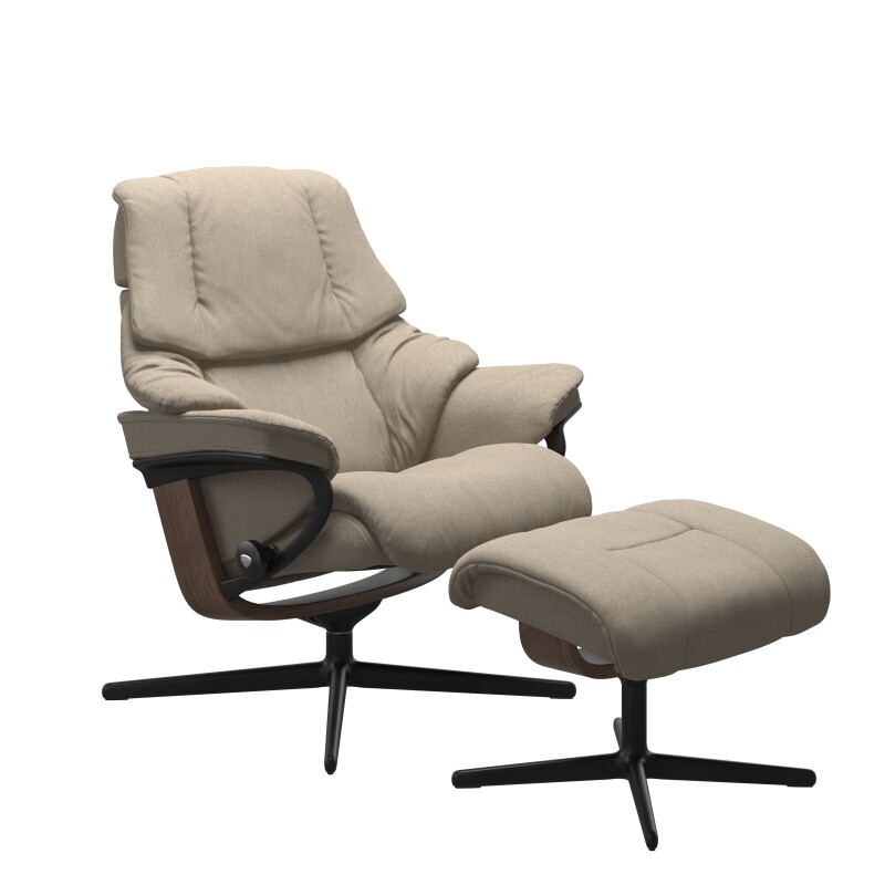 Stressless® Reno (M) Cross Base Recliner with Ottoman 1169317579814506